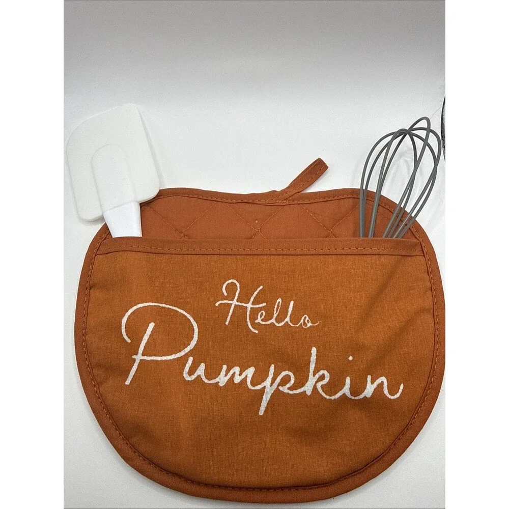 Hello Pumpkin Pot Holder With Spatula And Whisk